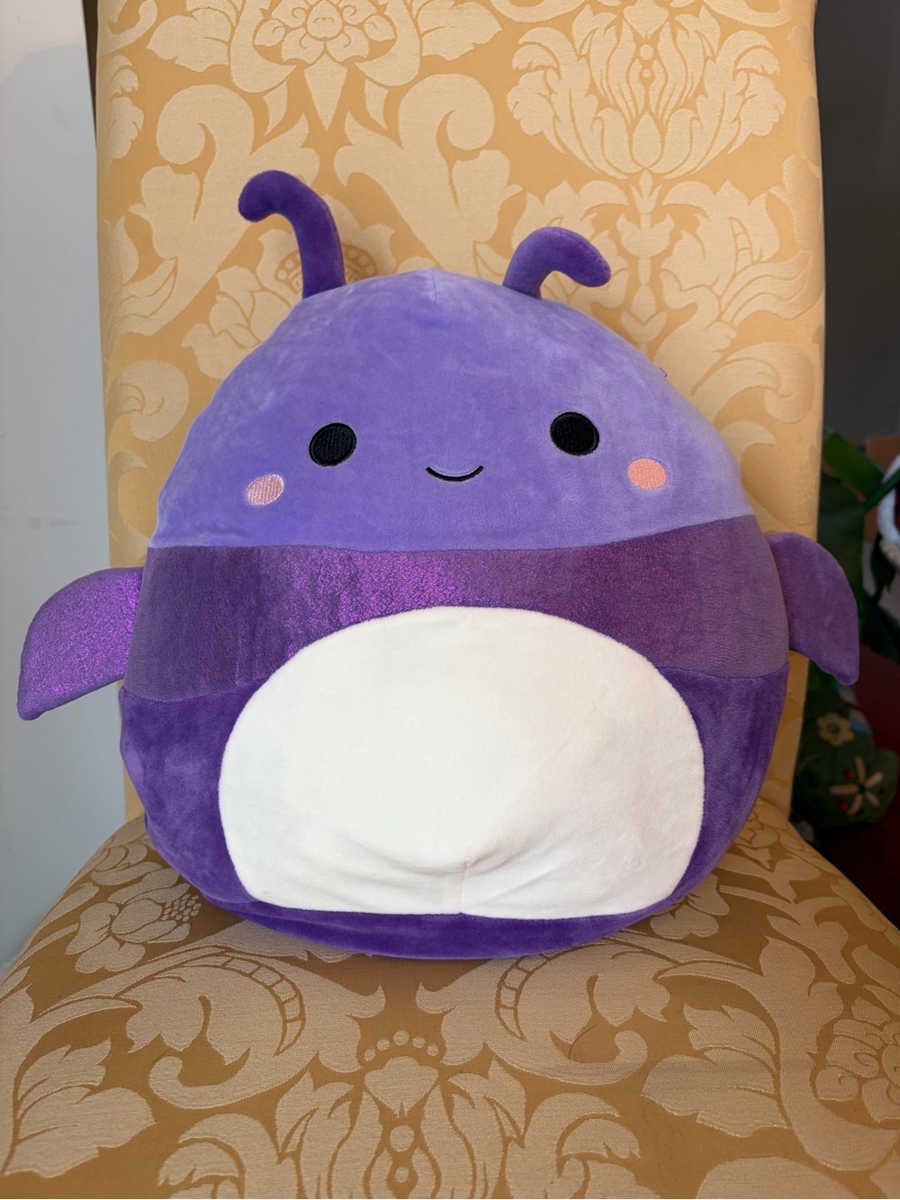Axel Purple Plush Bug Pillow with White Belly